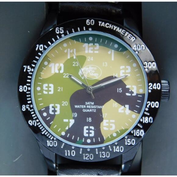 Bass Pro Shops Tachymeter Military Dial Quartz Analog Men's Watch - Picture 3 of 5